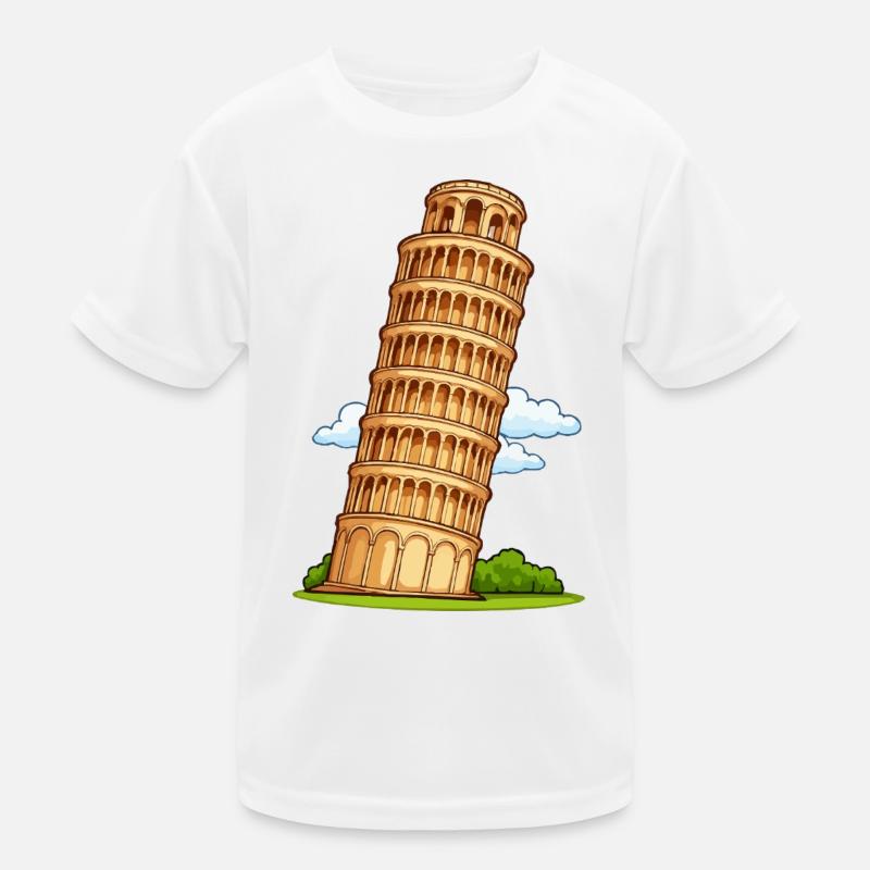 Pisa Tower Cartoon Kids Functional T-Shirt