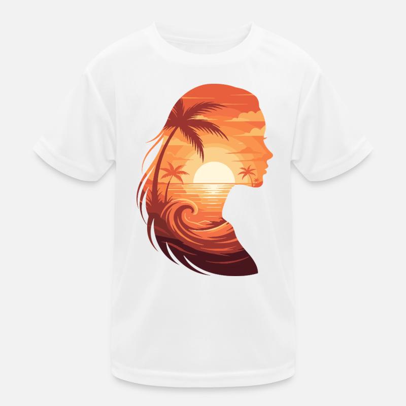 Sunset silhouette profile Kids Functional T-Shirt