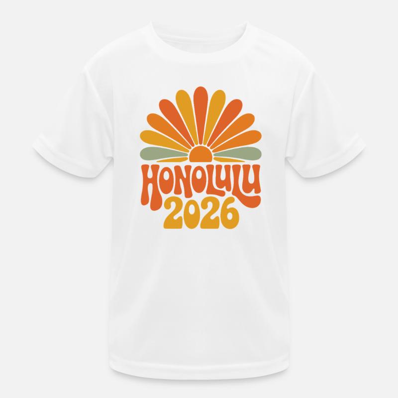 Honolulu 2026 Retro Sonnenburst Kinder Funktions-T-Shirt