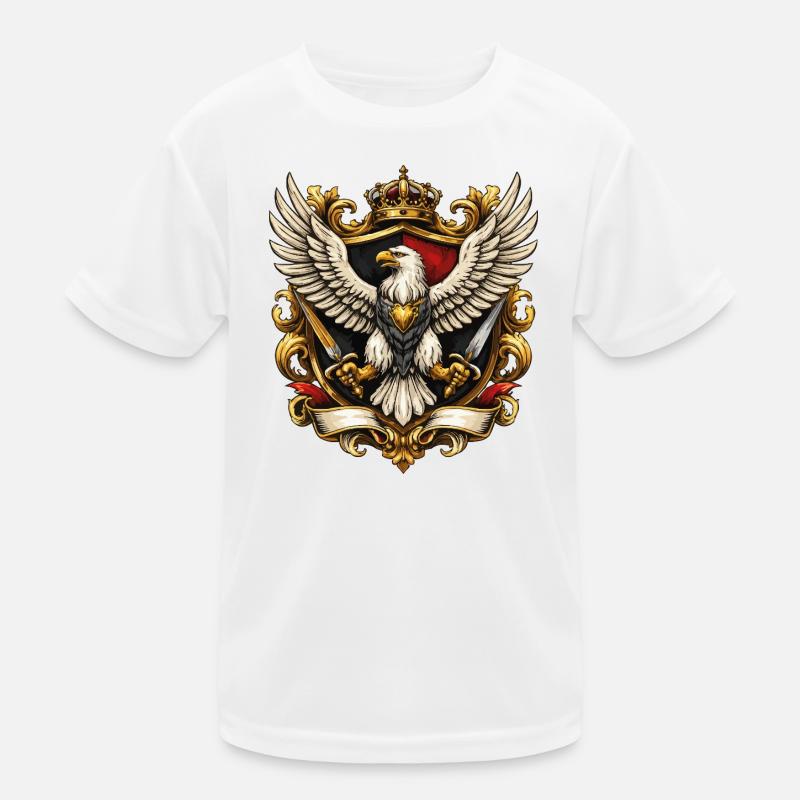 Imperial Eagle with Crown and Swords Kids Functional T-Shirt