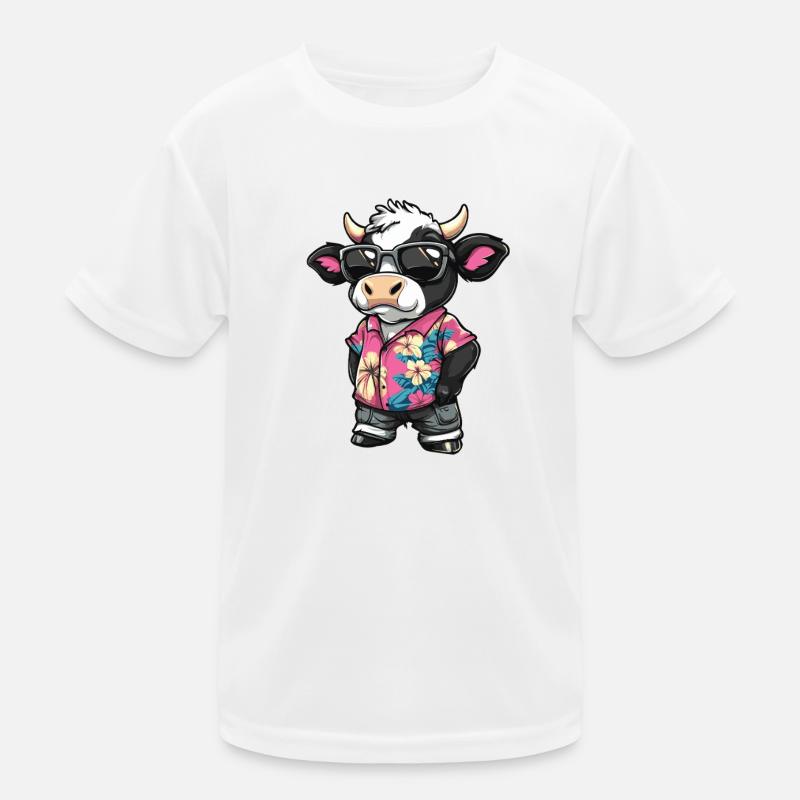 Kuh Comic Urlaub Kinder Funktions-T-Shirt
