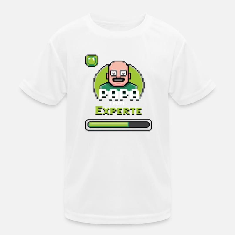 Papa Gaming Experte Level Design Kinder Funktions-T-Shirt