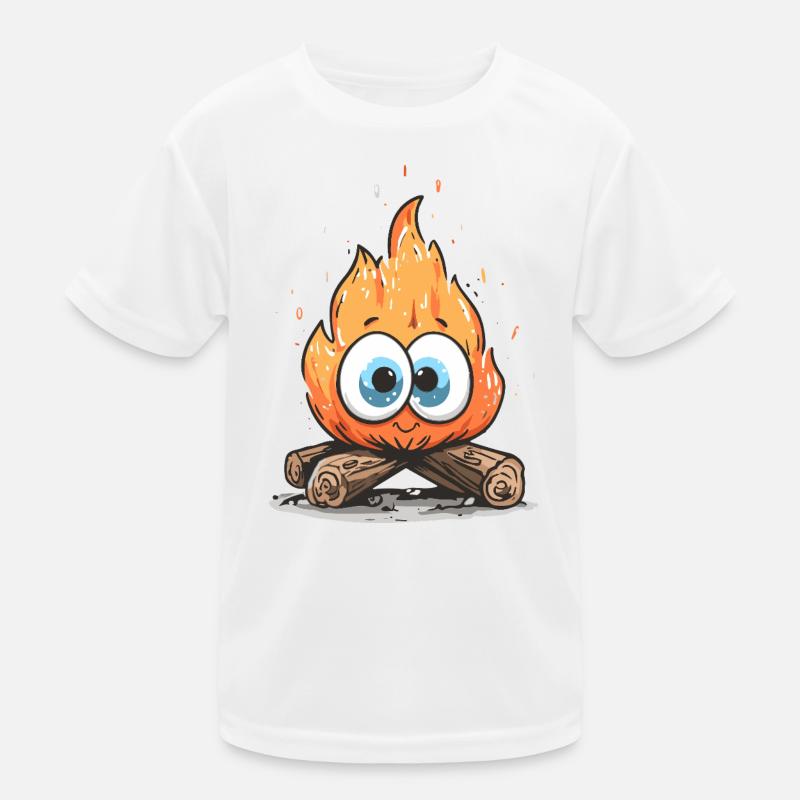 Campfire flame with googly eyes Kids Functional T-Shirt