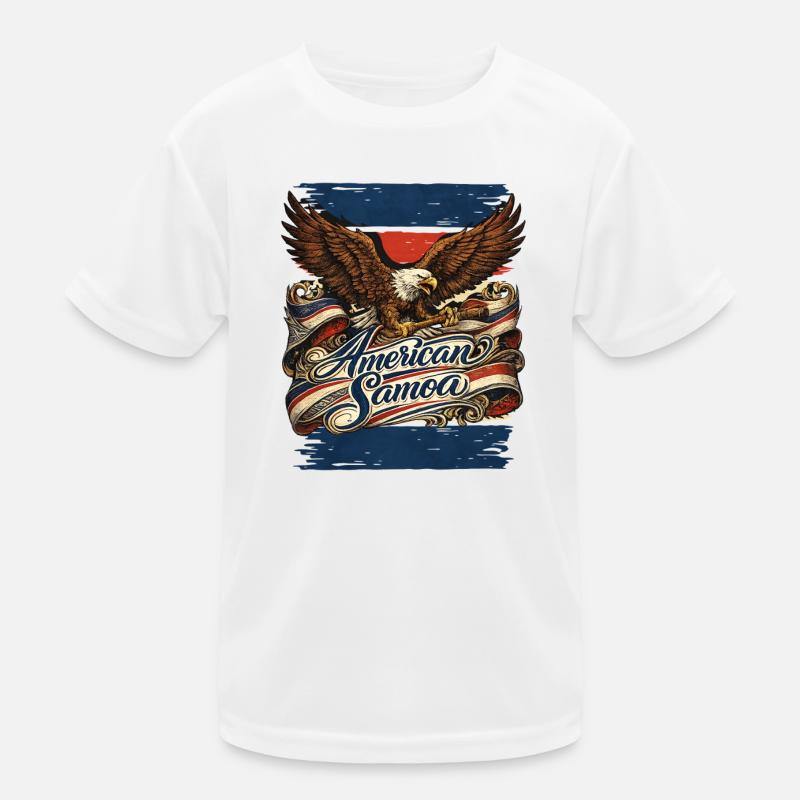 Eagle over flag ribbon American Samoa Kids Functional T-Shirt