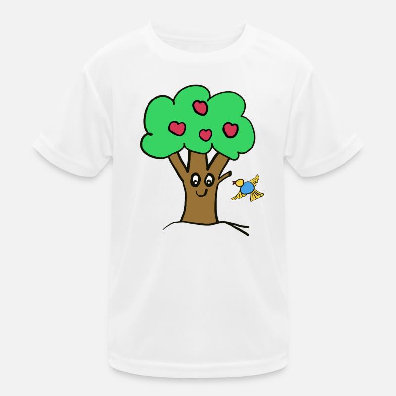 Apfelbaum Baum Natur  Vogel Kinder Funktions-T-Shirt