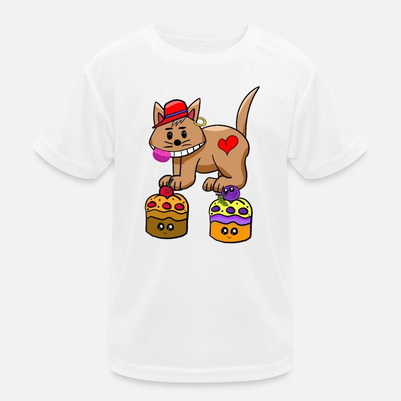 Cat Candy Snacking Muffin Lollipop - Kids Functional T-Shirt - white