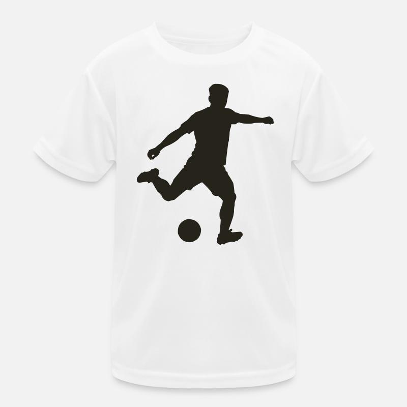 Kicker in Bewegung Kinder Funktions-T-Shirt
