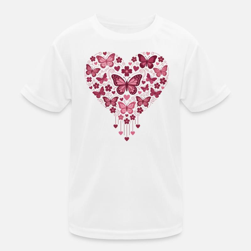 Coeur papillon floraison rose T-shirt sport Enfant