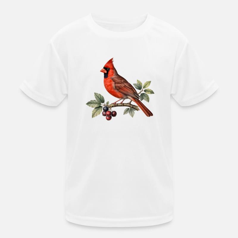 Red cardinal on branch and berries Kids Functional T-Shirt