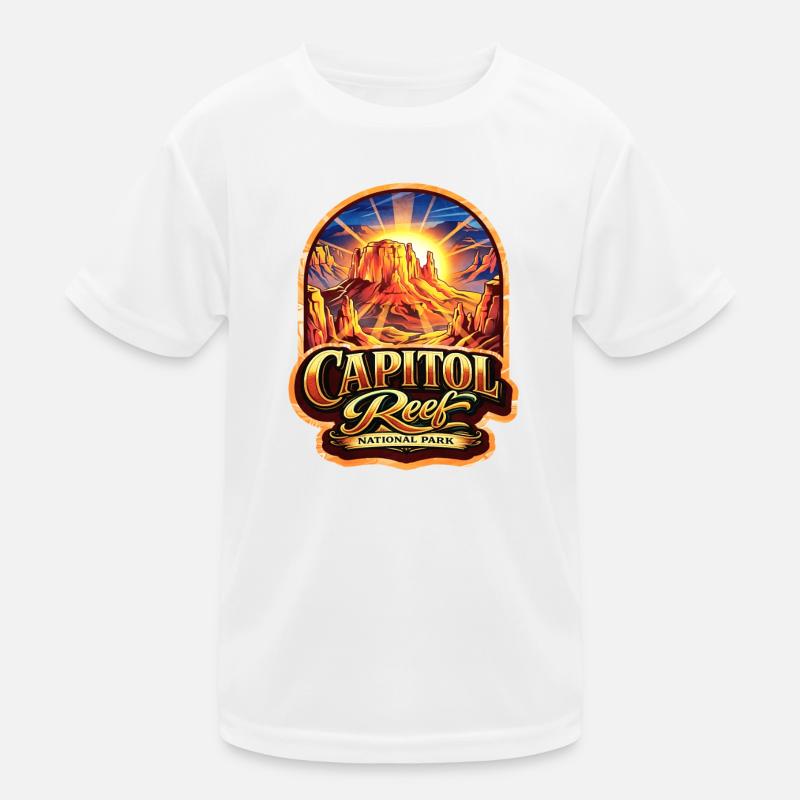 Capitol Reef Sunset Sticker Kids Functional T-Shirt