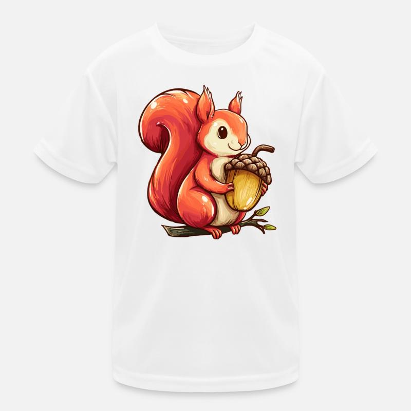 Kuscheliges Eichhörnchen mit Eichel Kinder Funktions-T-Shirt
