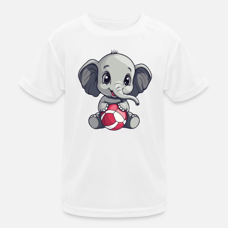 Kleiner Elefant mit Ball Kinder Funktions-T-Shirt