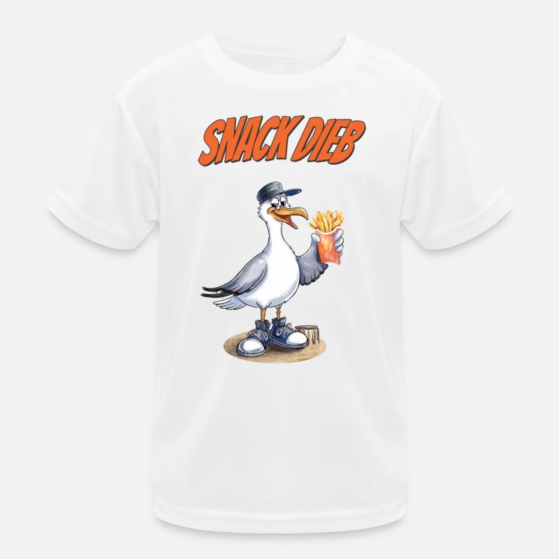 Snack Dieb Möwe Lustiger Pommes Spruch Kinder Funktions-T-Shirt