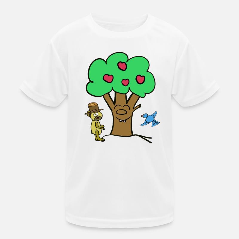 Apfelbaum Baum Teddybär Sommer Kind Kinder Funktions-T-Shirt
