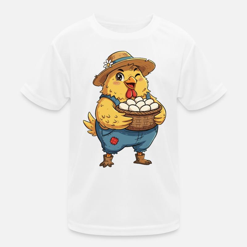 Chick in egg basket on farm Kids Functional T-Shirt
