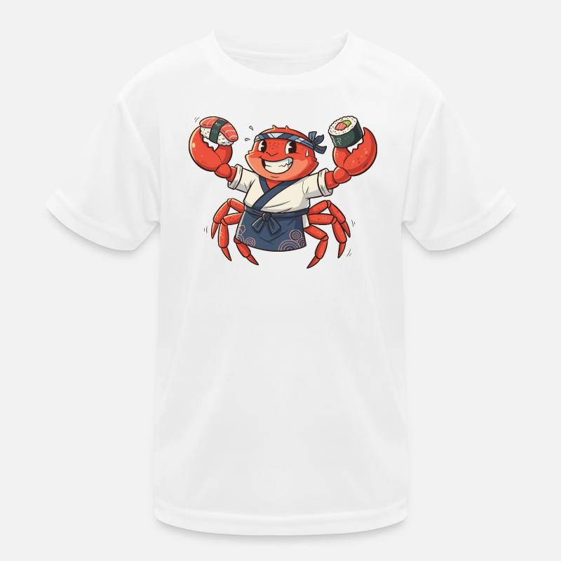 Crab sushi chef with headgear Kids Functional T-Shirt