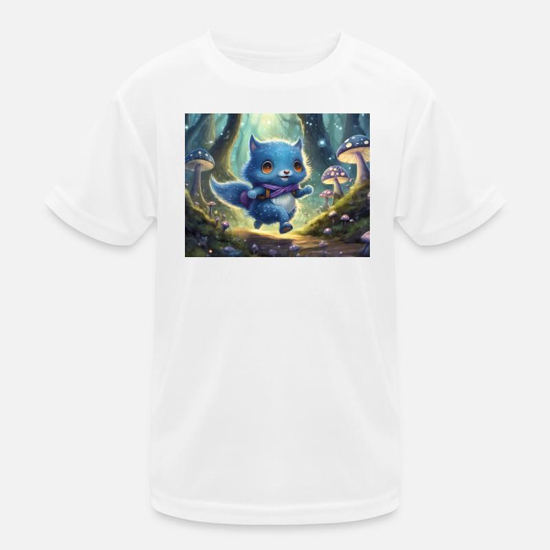 Blaues Waldkätzchen Abenteuer Kinder Funktions-T-Shirt