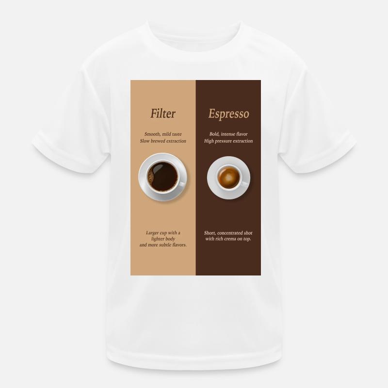 Filterkaffee vs Espresso Poster Vergleich Kinder Funktions-T-Shirt