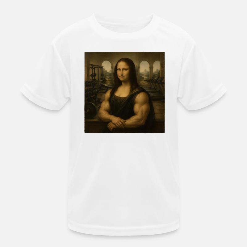 Mona Lifta Leonardo da Vinci Fun Weightlifting Kids Functional T-Shirt