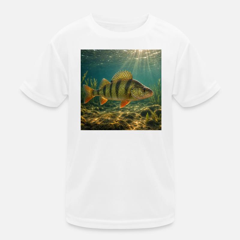 Perch in sunlight underwater Kids Functional T-Shirt