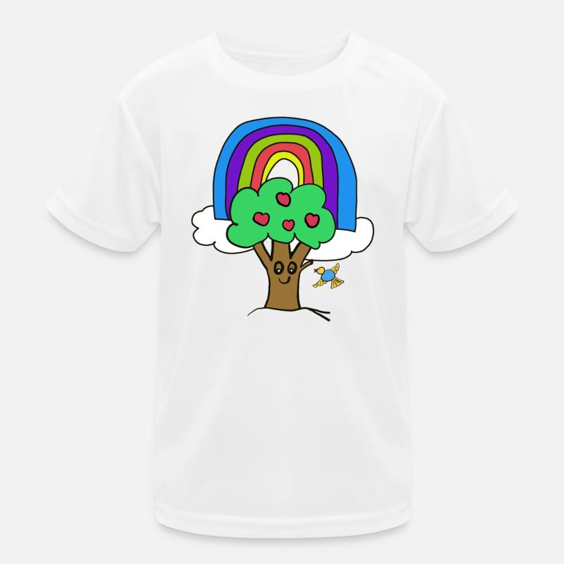 Rainbow Apple Tree Bird Kids Kids Functional T-Shirt