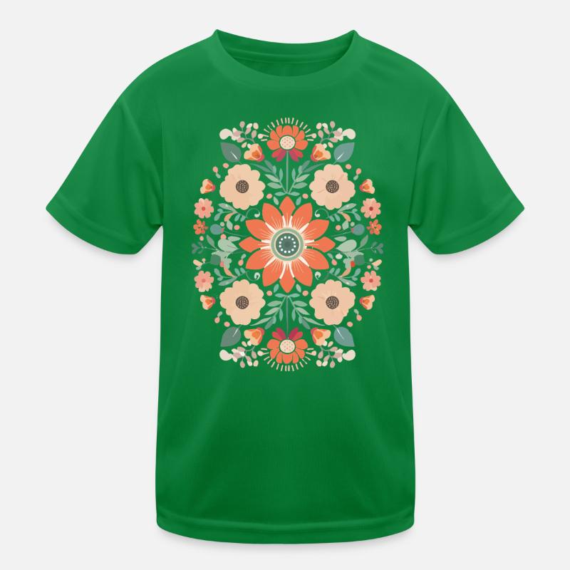Floral Retro Design Boho Flower Power Kids Functional T-Shirt