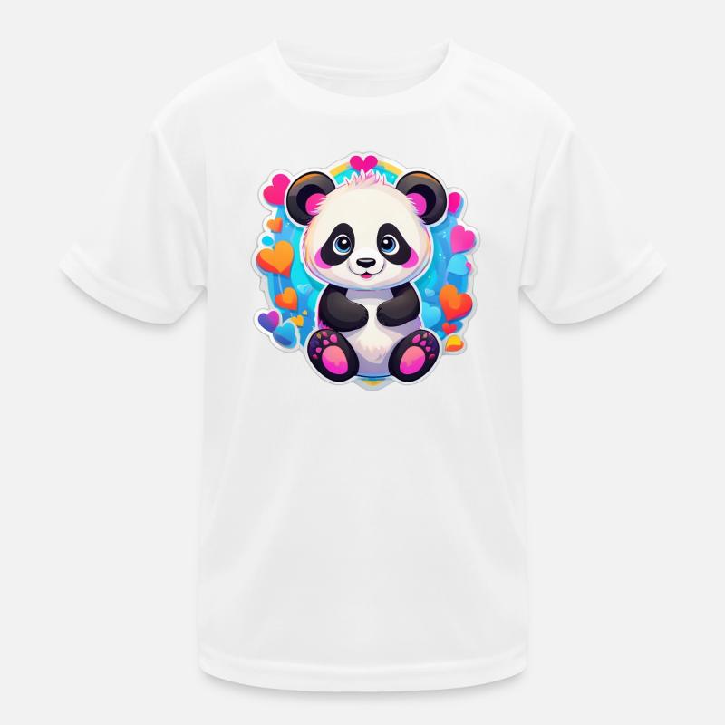 Regenbogenherz-Panda Kinder Funktions-T-Shirt