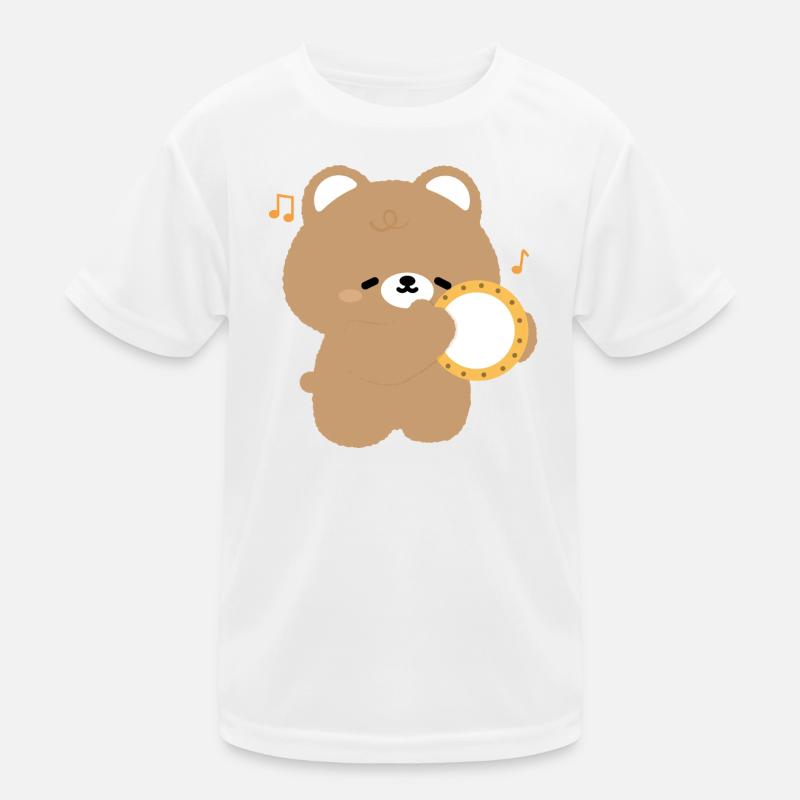 Bear Tambourine Melody Kids Functional T-Shirt