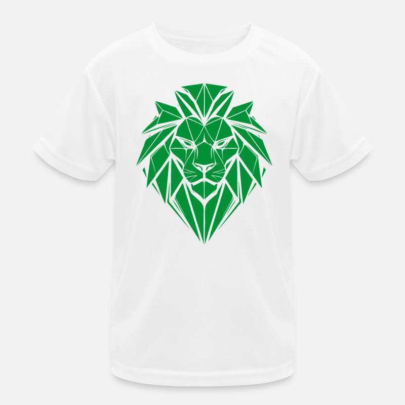 Geometric Green Lion Head Kids Functional T-Shirt