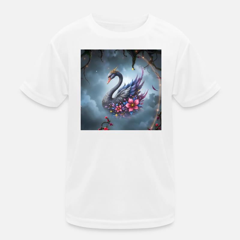 Himmlischer Blumenschwan Kinder Funktions-T-Shirt