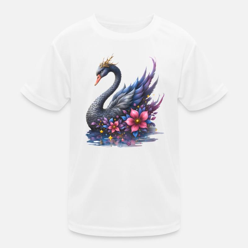 Fantasie-Blumenschwan Kinder Funktions-T-Shirt