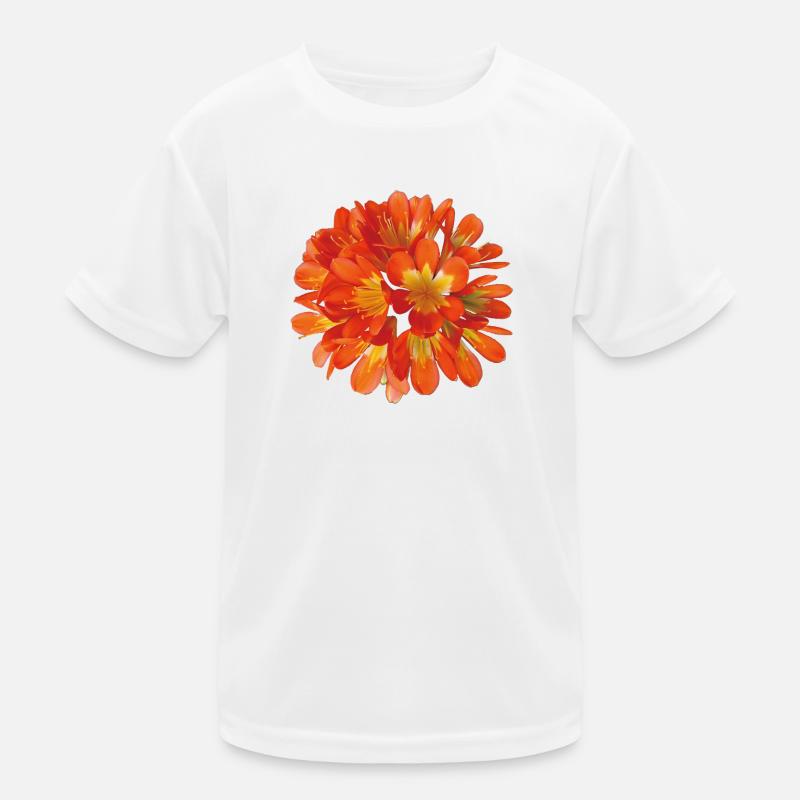 Leuchtend orangefarbene Clivia-Botanische Blumenblüte Kinder Funktions-T-Shirt