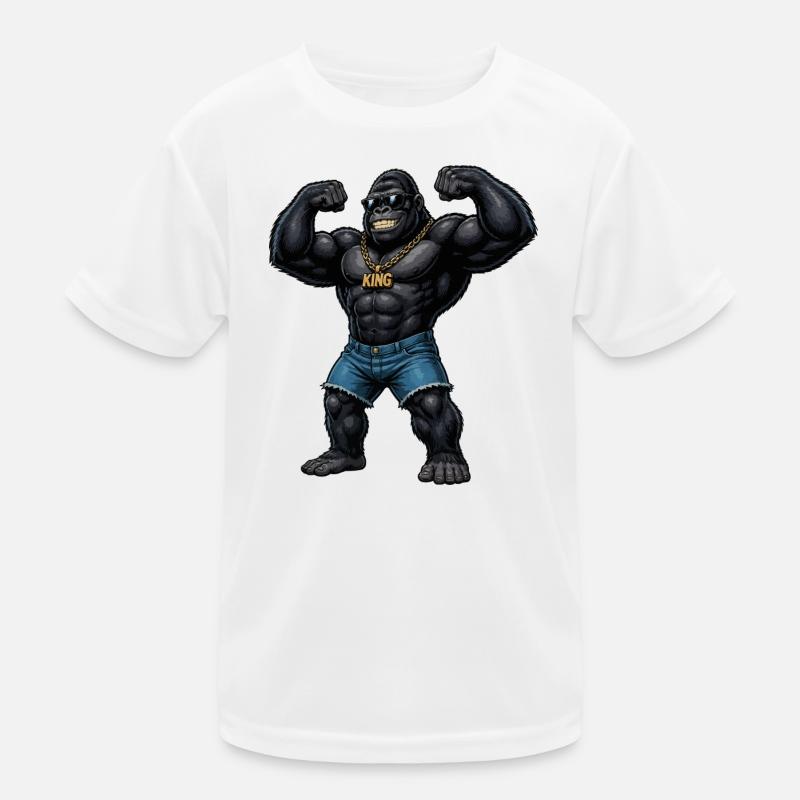 König Gorilla Bling Kinder Funktions-T-Shirt