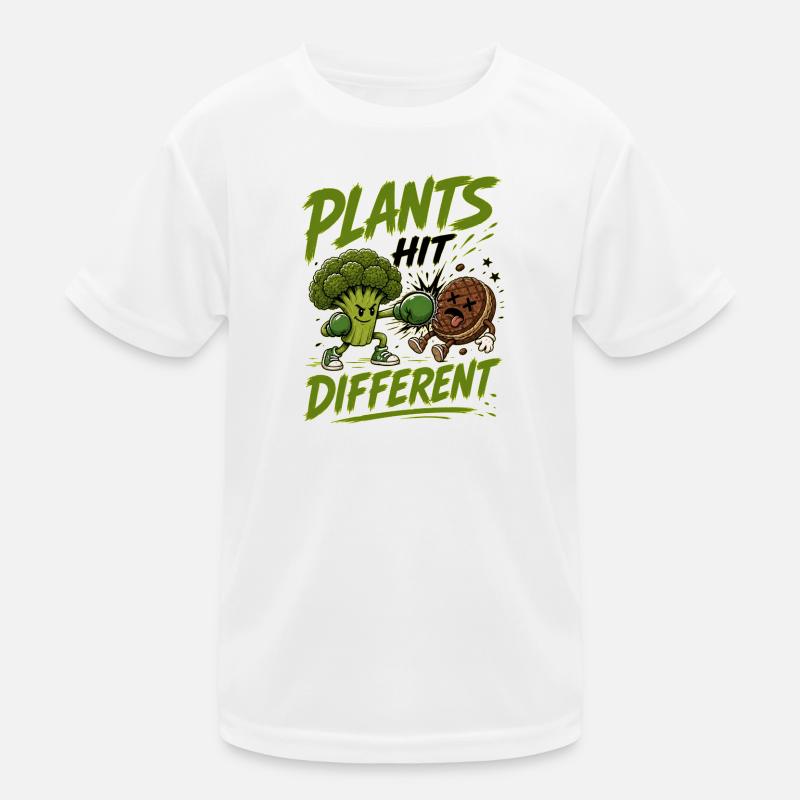 Plants Hit Different - Lustig Veggie/Vegan Design Kinder Funktions-T-Shirt