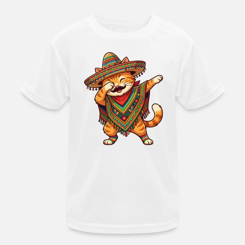 Poncho Cinco de Mayo funny Mexican Cat Dab Kids Functional T-Shirt