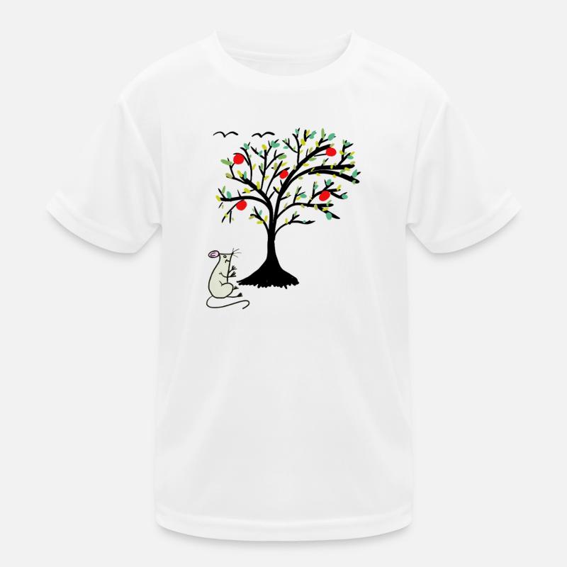 Cute Mouse Apples Apple Tree Child Kids Functional T-Shirt