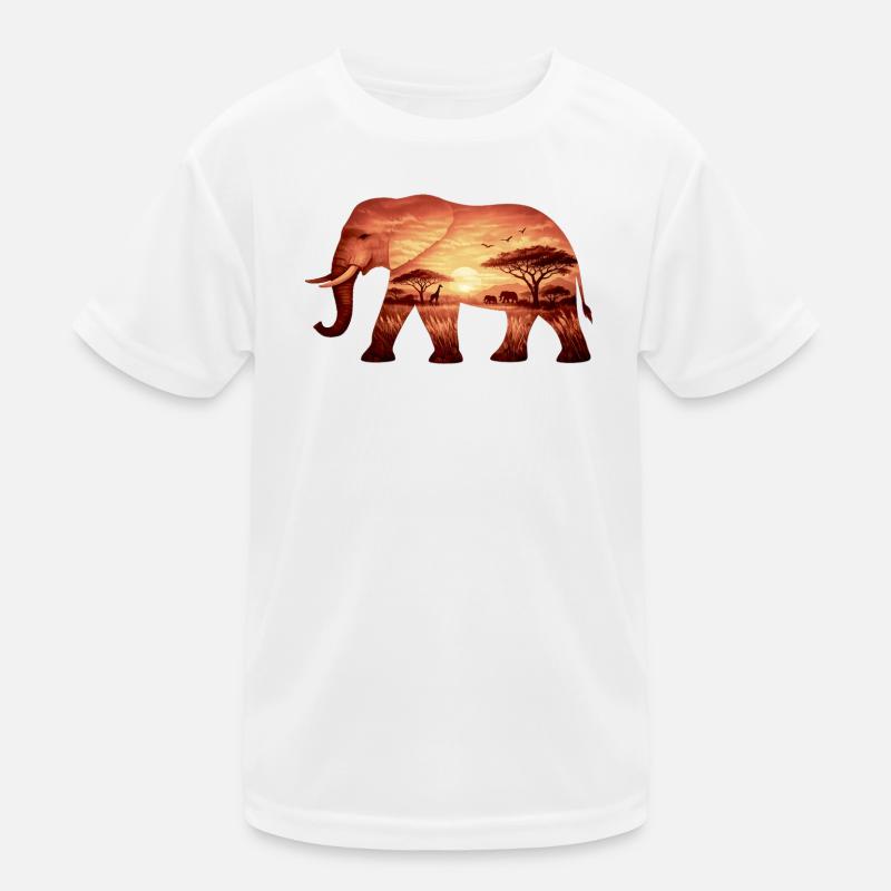 Elefant auf Savanne Kinder Funktions-T-Shirt
