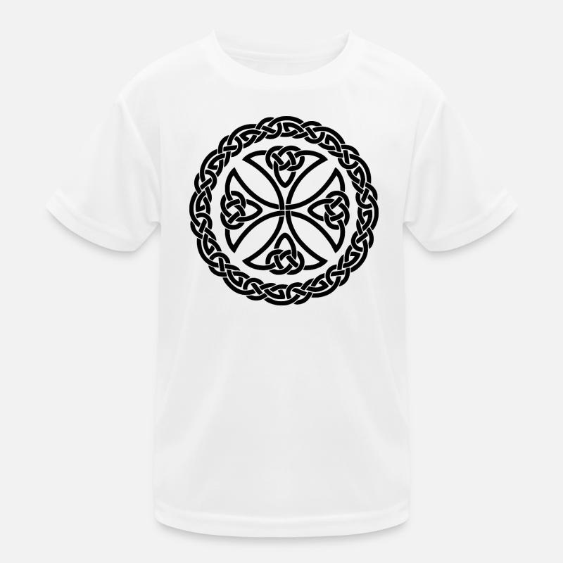 Circular Celtic Knot Emblem Kids Functional T-Shirt