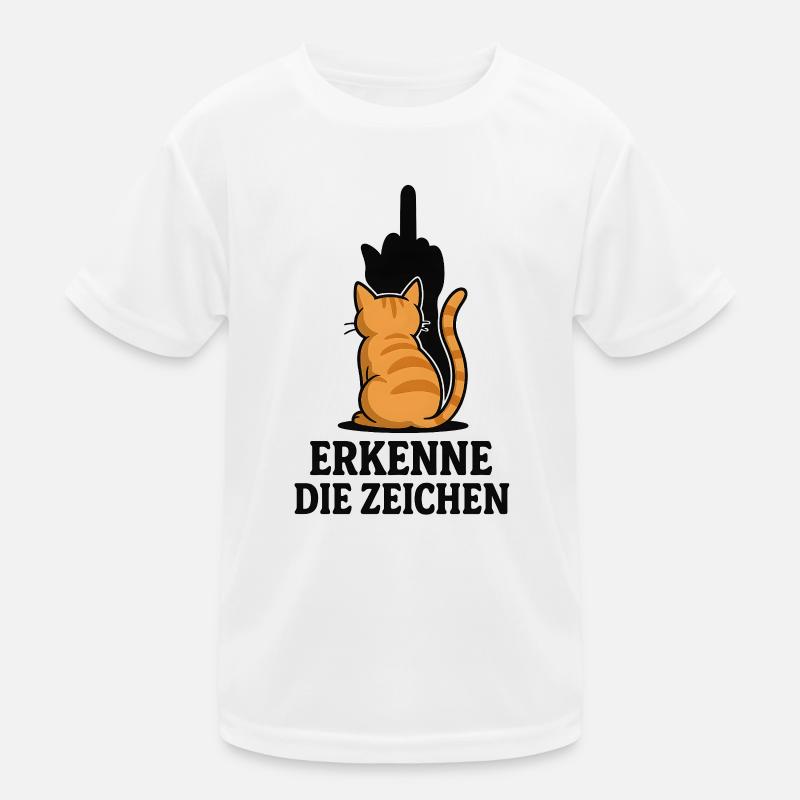 Katze mit Mittelfinger Kinder Funktions-T-Shirt