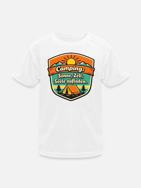 Camper - Kinder Funktions-T-Shirt - Weiß - Vorne