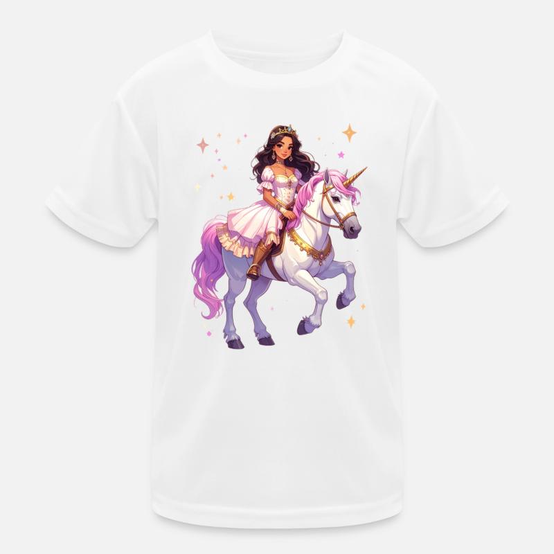 Prinzession auf einem Einhorn Kinder Funktions-T-Shirt