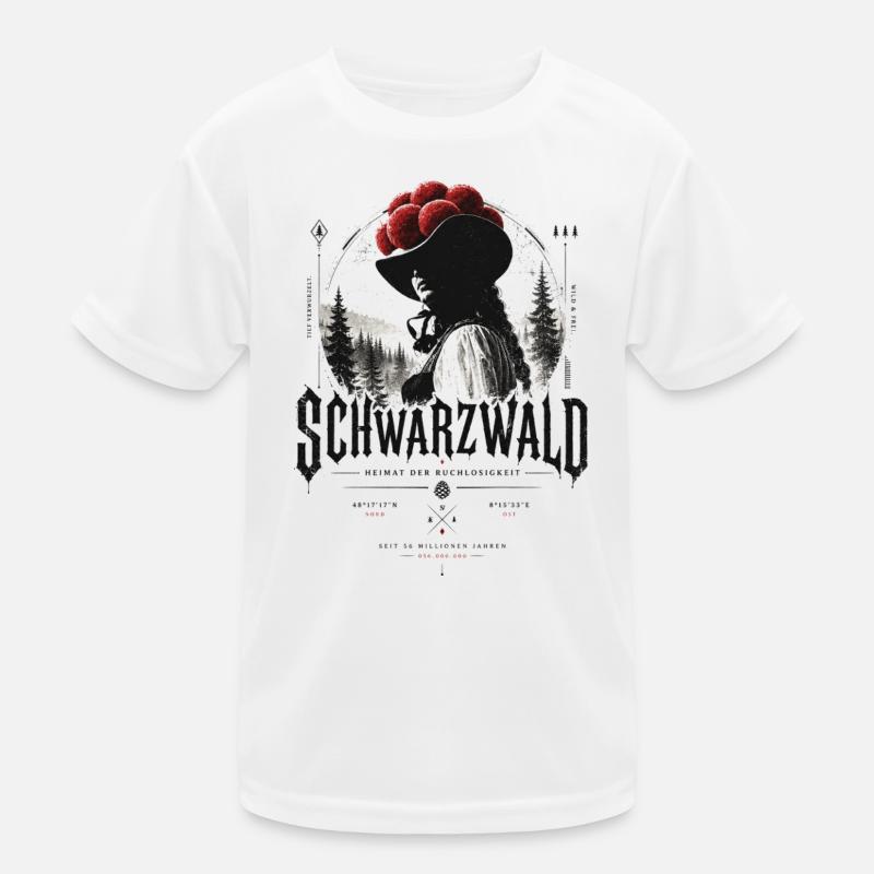 Schwarzwald Silhouette mit Bollehut Kinder Funktions-T-Shirt