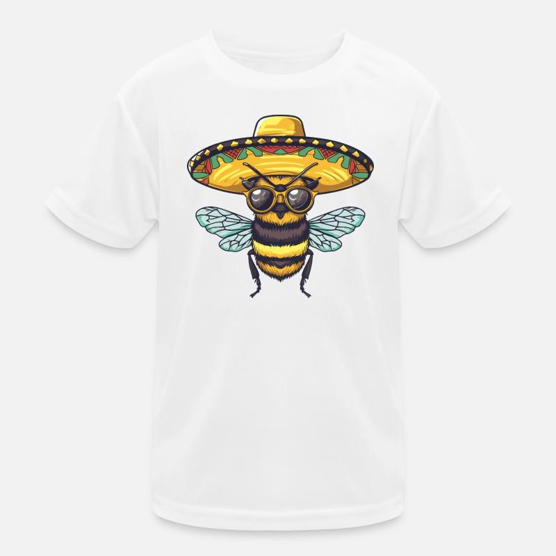 Bee Funny Sombrero Kids Functional T-Shirt