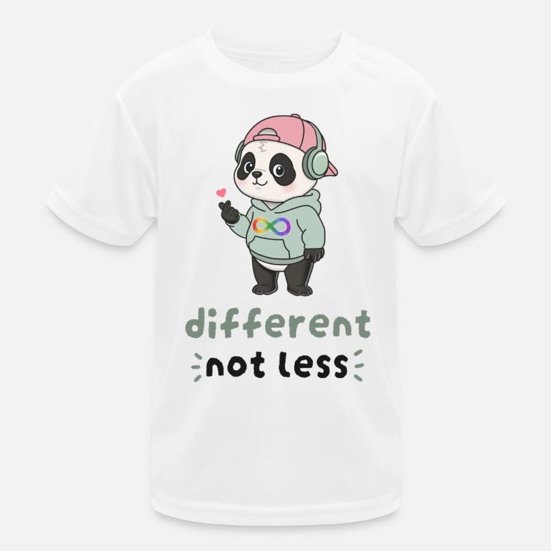 Different Not Less Panda - Kinder Funktions-T-Shirt - Weiß