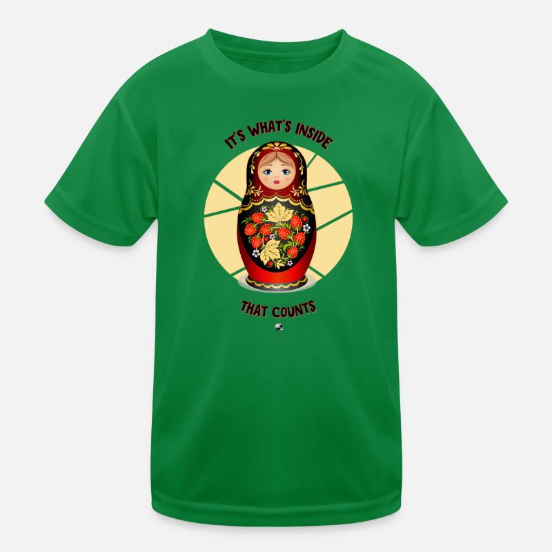 Matrjoschka Puppe Abbildung mit Inschrift Kinder Funktions-T-Shirt