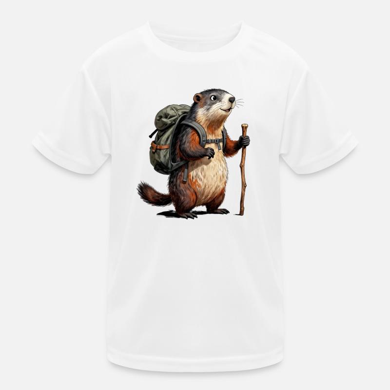 Murmeltierwanderer auf Wanderung Kinder Funktions-T-Shirt