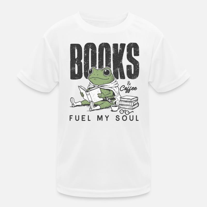 Frosch liest Buch mit Kaffee Bücherwurm Lesen Kinder Funktions-T-Shirt