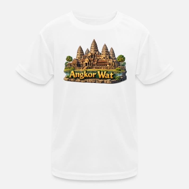 Angkor Wat: Temple complex in sand colors Kids Functional T-Shirt
