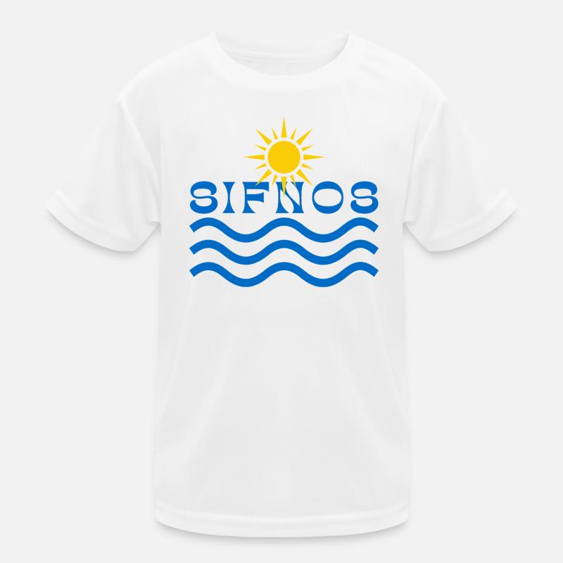 Sifnos Sun and Waves Emblem Kids Functional T-Shirt