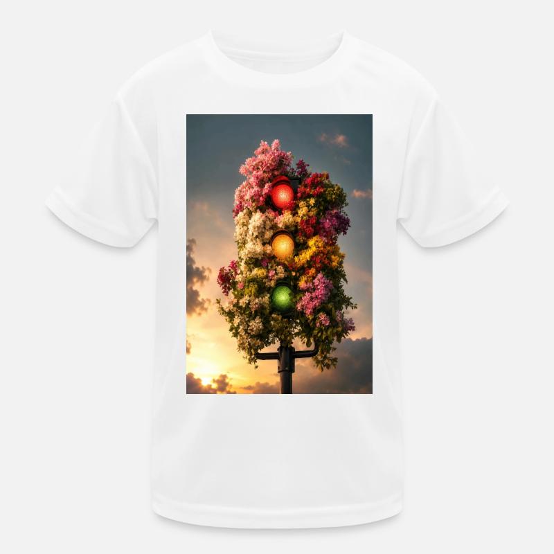 Floral Traffic Light Glow Kids Functional T-Shirt